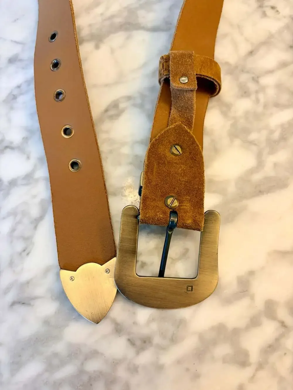 Leather Suede Belt Classic Cowboy Cowgirl Unisex Western Americana